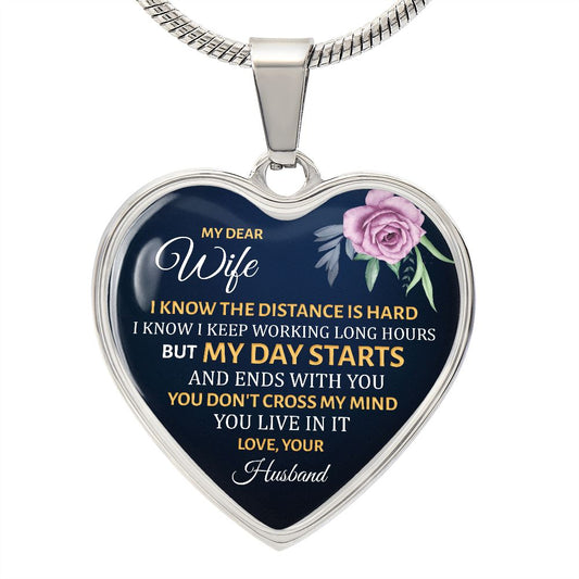 TO MY WIFE I HEART PENDANT NECKLACE