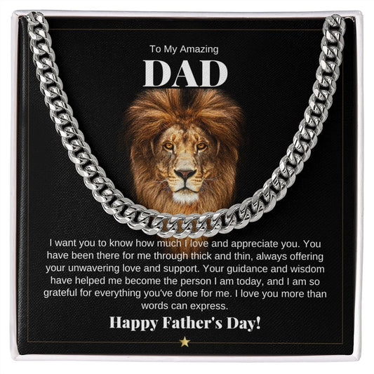 To My Father I Father's Day Gift I Cuban Link Chain (OREO + LUX BOX + Length Extension)