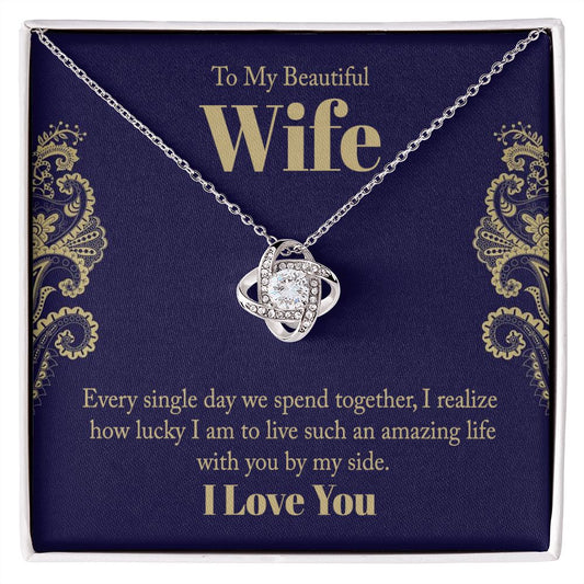 To My Wife I Love Knot Necklace (Yellow & White Gold Variants)