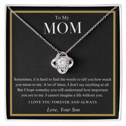 To My MOM from Son I Mother's Day Gift I Love Knot Necklace (Yellow & White Gold Variants)