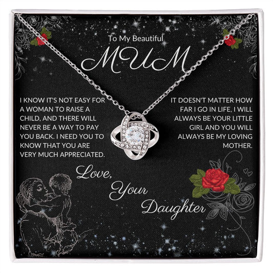 To My MUM from Daughter I Mother's Day Gift I Love Knot Necklace (Yellow & White Gold Variants)