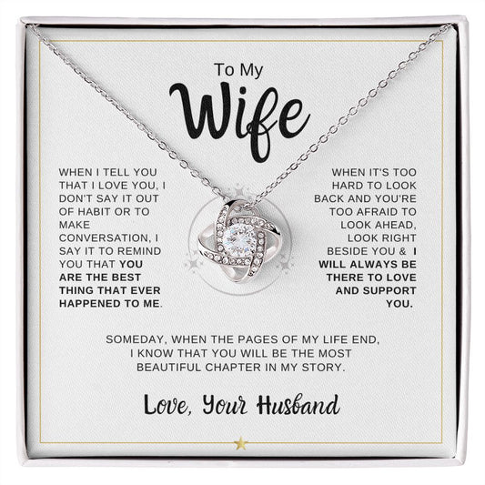To My Wife I Mother's Day Gift I Love Knot Necklace (Yellow & White Gold Variants)