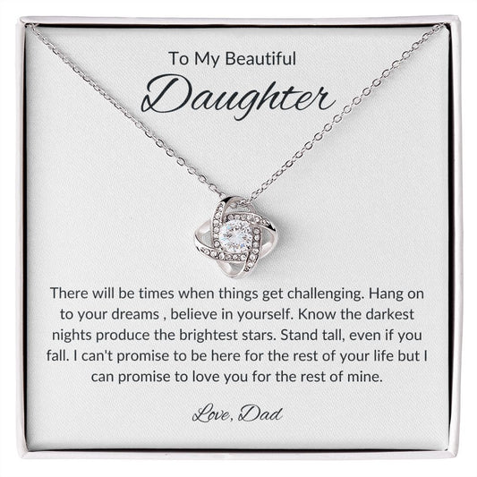To My Daughter  From Dad I Love Knot Necklace (Yellow & White Gold Variants)