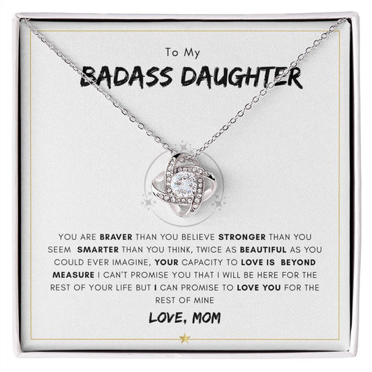 To My Daughter From Mom I Love Knot Necklace (Yellow & White Gold Variants)