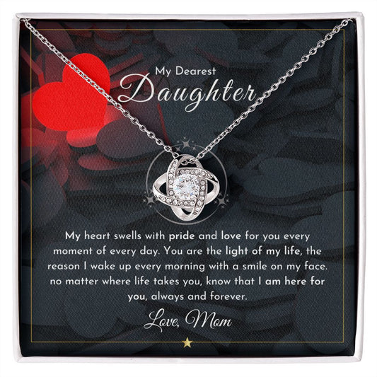 To My Daughter I Love Knot Necklace (Yellow & White Gold Variants)