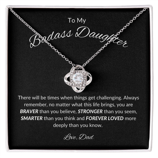 To My Daughter  From Dad I Love Knot Necklace (Yellow & White Gold Variants