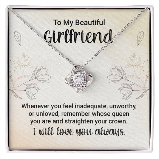 To My Girlfriend I Love Knot Necklace (Yellow & White Gold Variants)