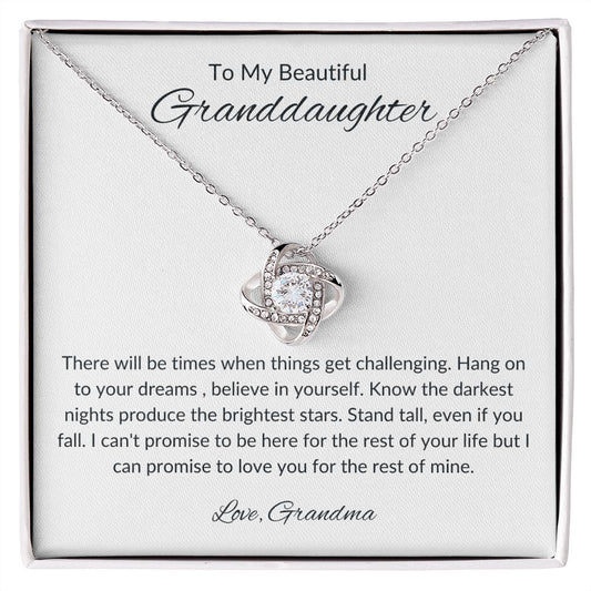 To My Granddaughter From Grandma I Love Knot Necklace (Yellow & White Gold Variants)