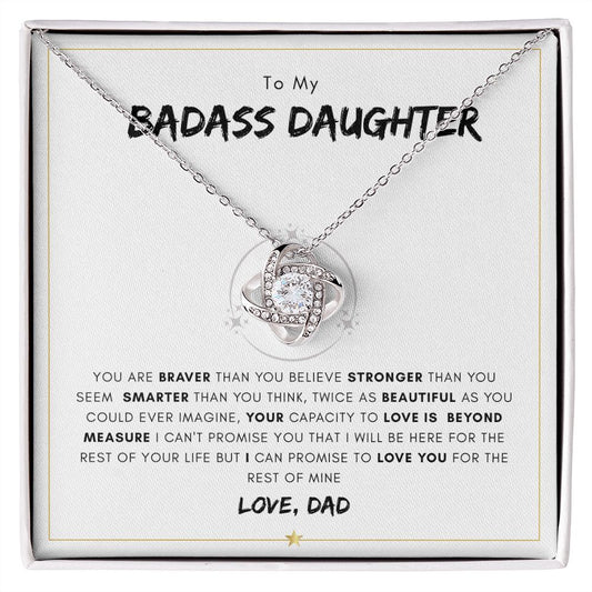To My Daughter From Dad I Love Knot Necklace (Yellow & White Gold Variants)