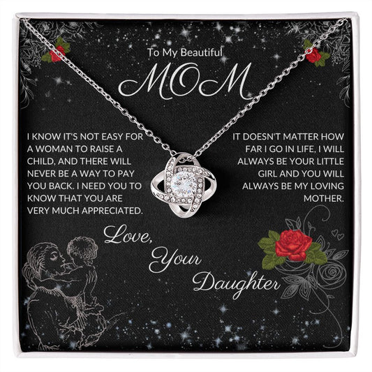 To My MOM from Daughter I Mother's Day Gift I Love Knot Necklace (Yellow & White Gold Variants)
