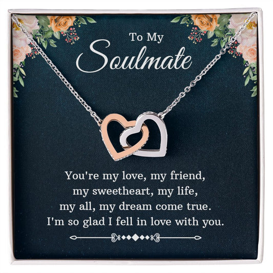 To My Soulmate I Interlocking Hearts Necklace (Yellow & White Gold Variants)