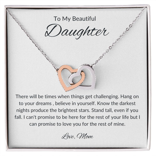 To My Daughter From MOM I Interlocking Hearts Necklace (Yellow & White Gold Variants)