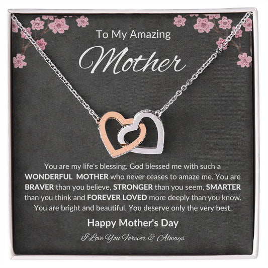 To My Mom I MOTHER'S DAY GIFT I Interlocking Hearts Necklace (Yellow & White Gold Variants)